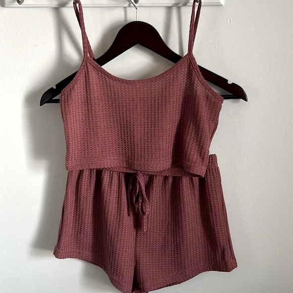 New 2-Piece Crop Tank and Shorts Waffle Knit Summer Loungewear Sleep Set - Picture 6 of 6